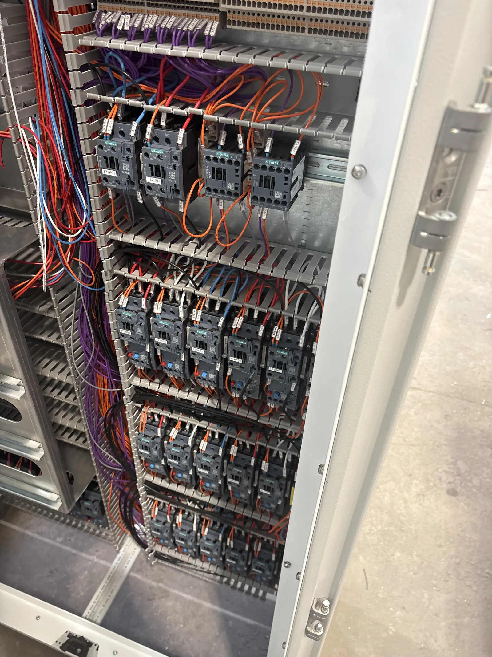 Electrical control panel wiring and components